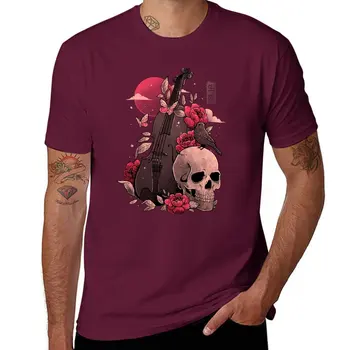 Новая смерть и музыка - футболка с изображением черепа виолончели, подарок Зла, корейские модные летние футболки, мужские футболки большого и высокого размера